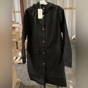 A New Day Women’s Black Waterproof Button Up Jacket With Hood Size Small